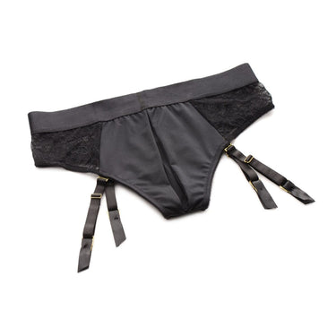 Laced Seductress Crotchless Panty Strap-on Harness with Garter Straps Strap on Strap U (ABS)